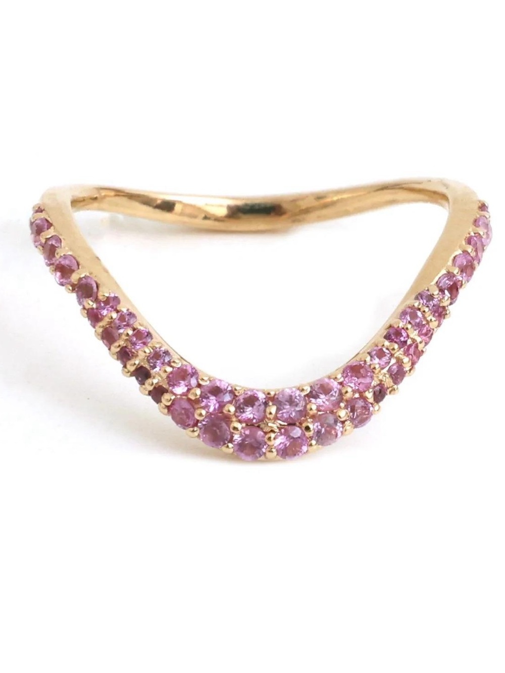 14K Real Solid Yellow Gold Pink Sapphire Ring Size 3.5